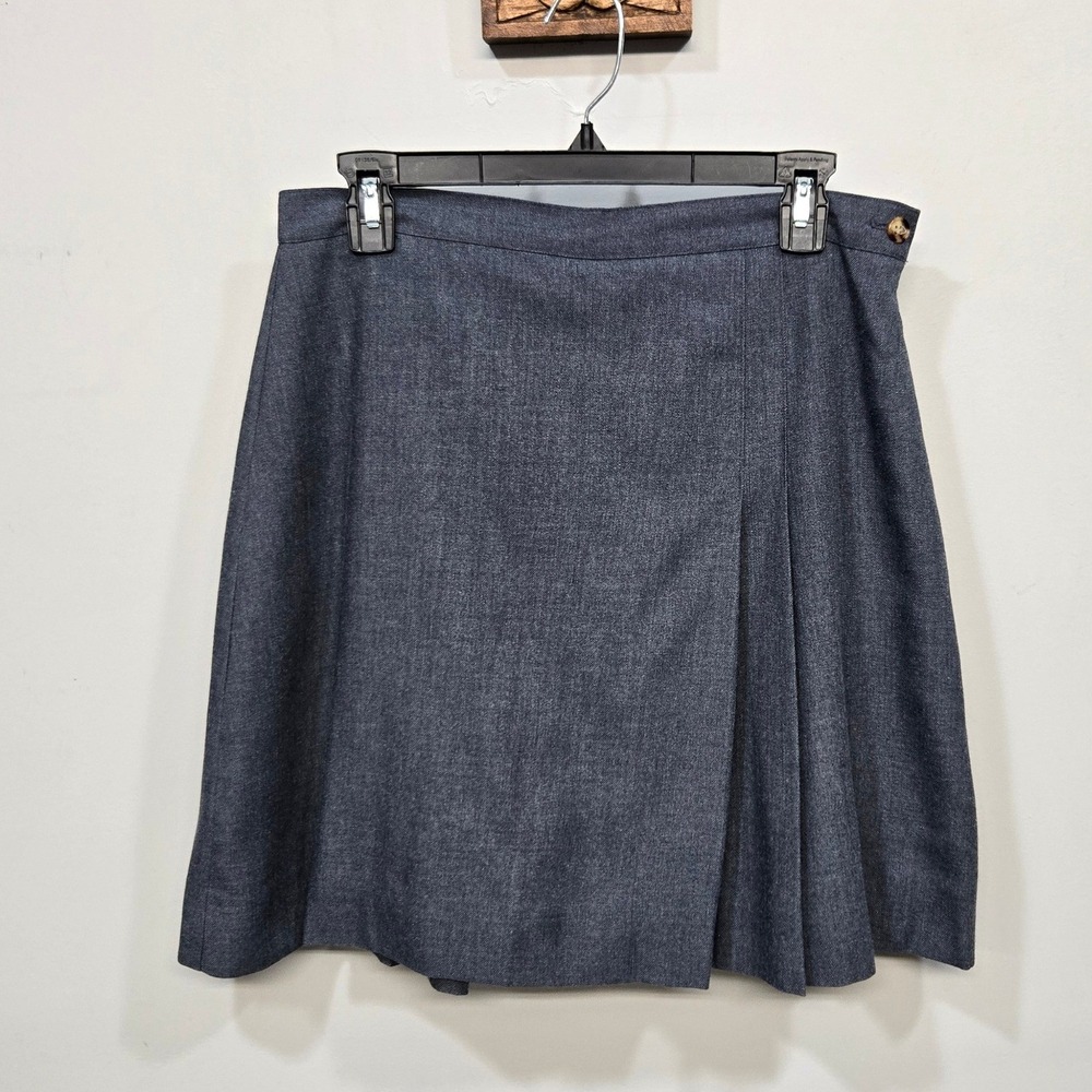 Vintage 80s Skort 30 Waist Gray Pleated Wrap School Uniform Preppy Academia USA